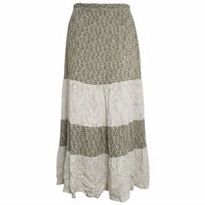 Mystree Blue and Cream Patterned Maxi Skirt Size Medium
